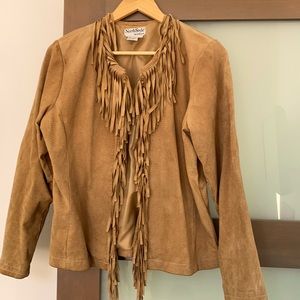 Tan suede fringed jacket womenS size M